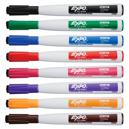 Expo Magnetic Dry Erase Markers, Brd/Md/Fine Pt, 8/PK, Ast PK SAN1944748